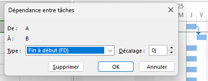 lien fd fin à début ms project